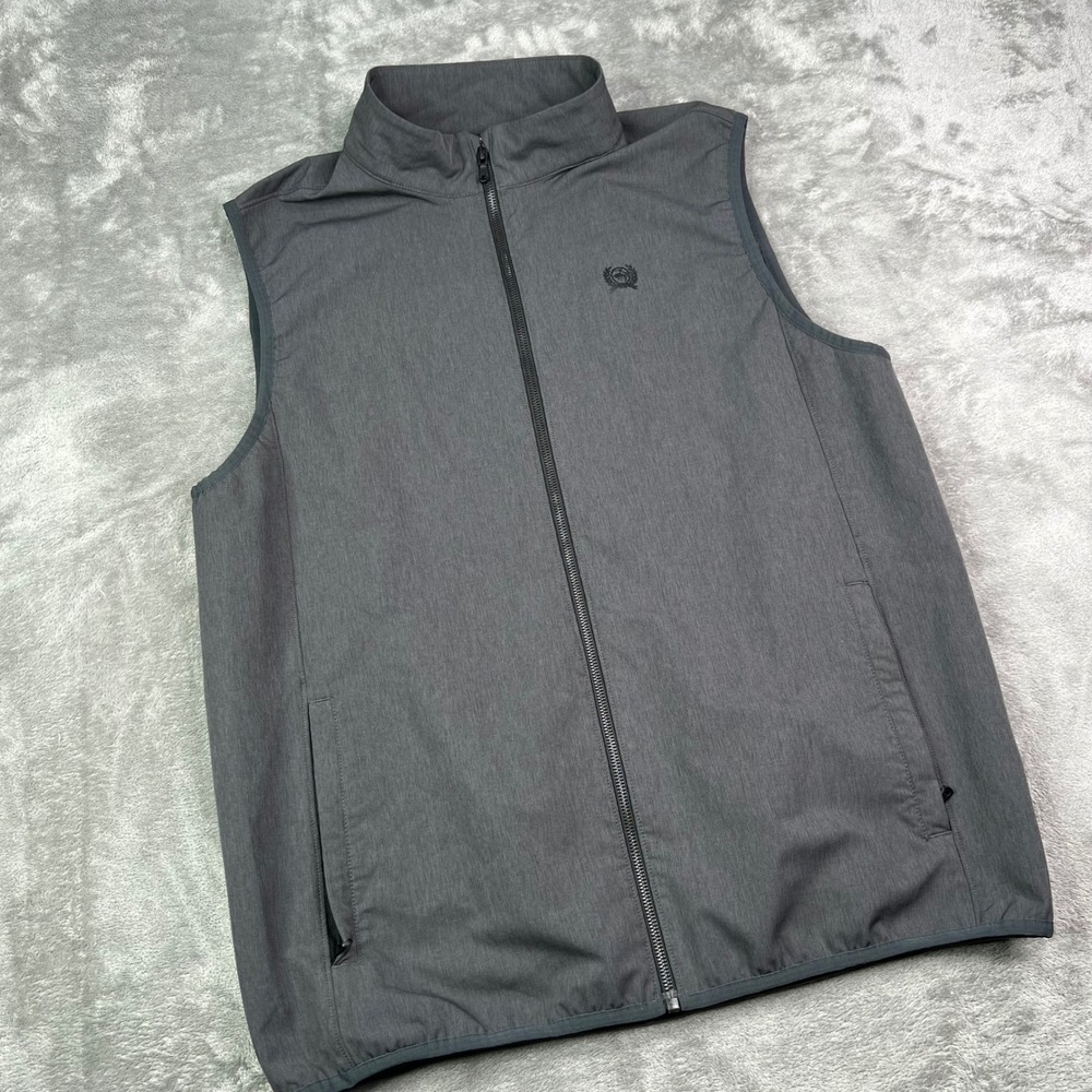 Cinch Bonded Softshell Vest Mens Large Gray Heathered Fleece Lined Full Zip